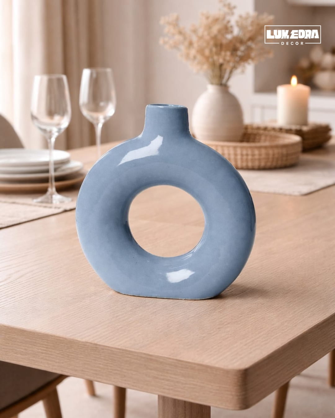 Azure Loop Ceramic Vase