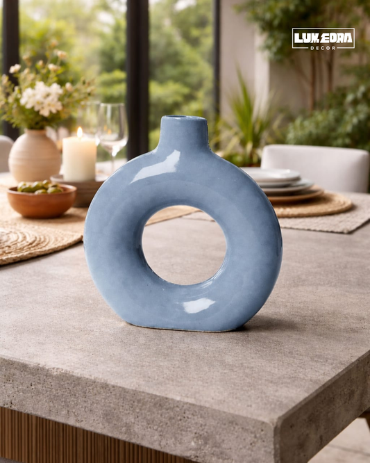 Azure Loop Ceramic Vase
