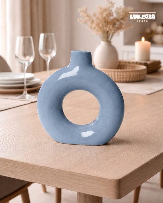 Azure Loop Ceramic Vase