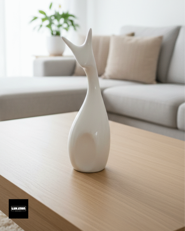 Minimalist White Ceramic Cat Sculpture