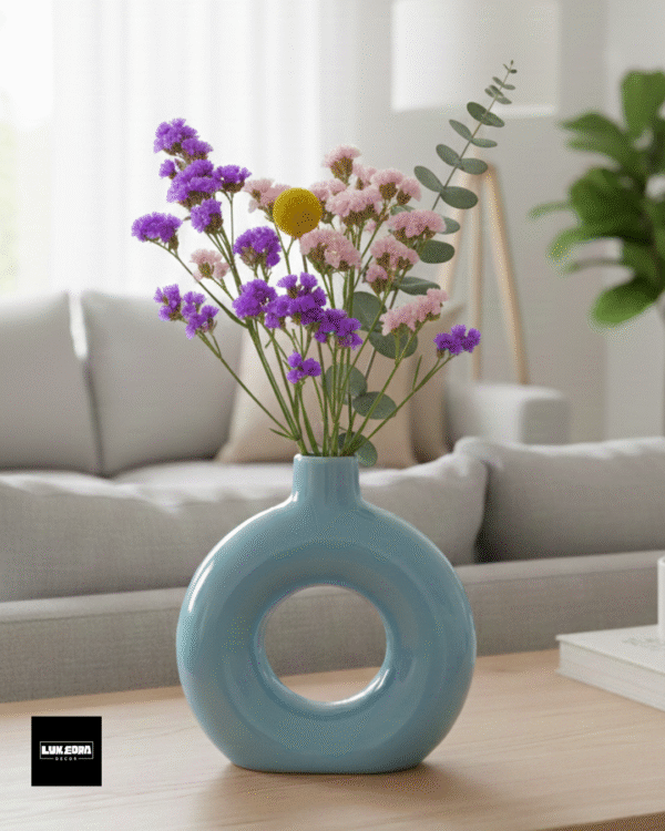 Aqua Ring Ceramic Vase